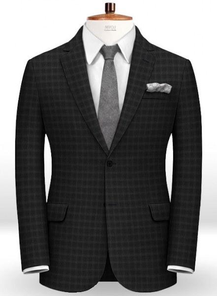 Napolean Mono Black Checks Wool Suit