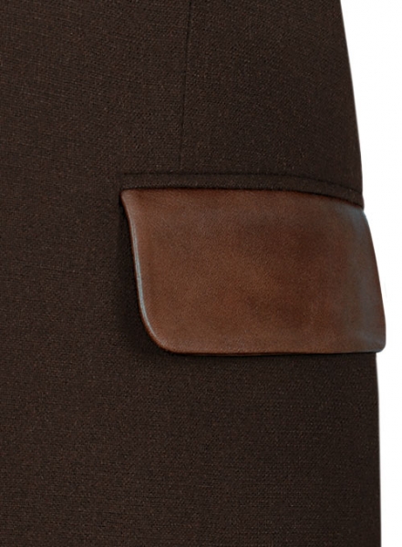 Light Weight Deep Brown Tweed Jacket - Leather Trims