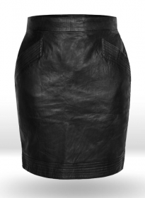 Soft Rich Black Washed Dart Leather Skirt - # 456 - S Regular
