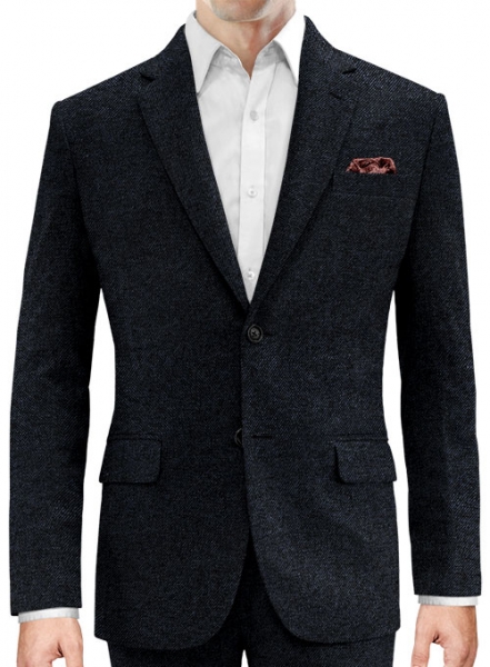 Vintage Dark Blue Weave Tweed Jacket