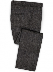 Italian Dark Gray Herringbone Linen Pants