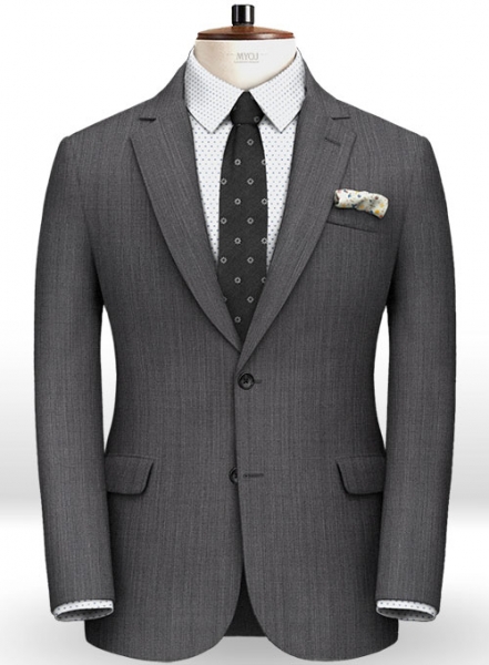 Caviar Weave Light Gray Wool Suit