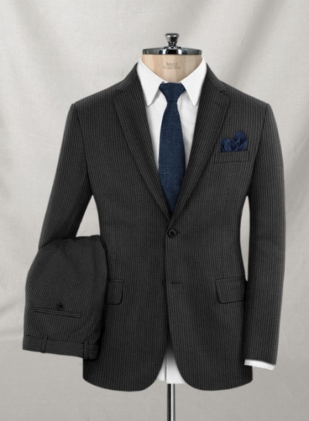 Napolean Mini Stripe Black Wool Suit