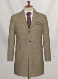 Light Weight Melange Brown Tweed Overcoat