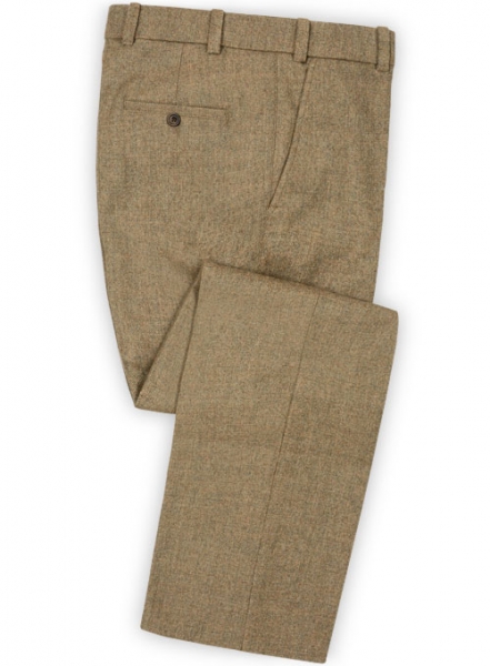 Light Weight Melange Brown Tweed Pants - 32R