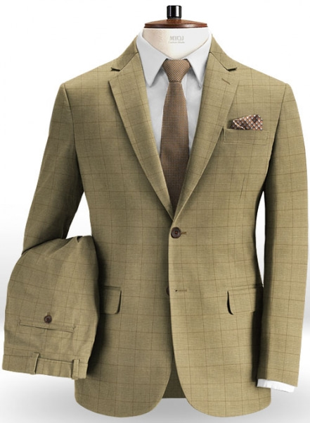 Glen Stretch Cotton Beige Suit