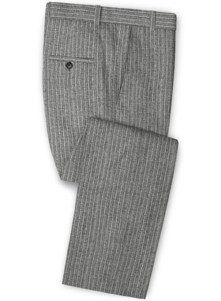 Solbiati Gray Stripes Linen Suit