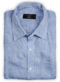 Roman Sombre Blue Linen Shirt - Full Sleeves