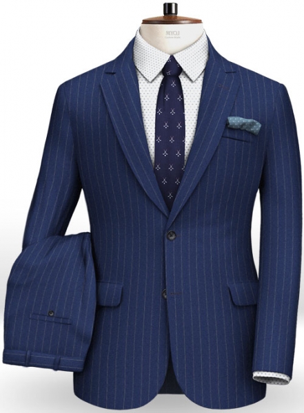 Reda Flannel Stripe Royal Blue Pure Wool Suit