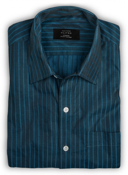 Imperia Blue Stripes Cotton Shirt - Full Sleeves