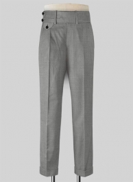 Napolean Worsted Light Gray Double Gurkha Wool Trousers