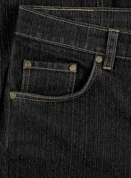 Stretch Cross Hatch Black Jeans - Hard Wash