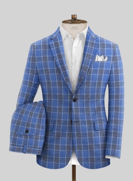 Solbiati Blue Checks Linen Suit