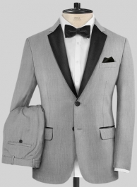 Worsted Light Gray Wool Tuxedo Suit