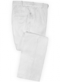 Italian White Herringbone Linen Pants