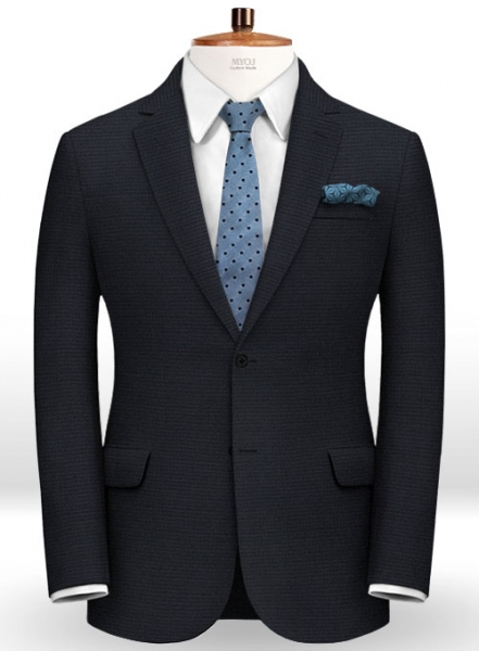 Napolean Dk Blue Mini Checks Wool Suit