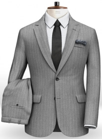 Gray Stripe Flannel Wool Suit