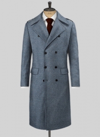 Vintage Herringbone Blue Tweed GQ Trench Coat