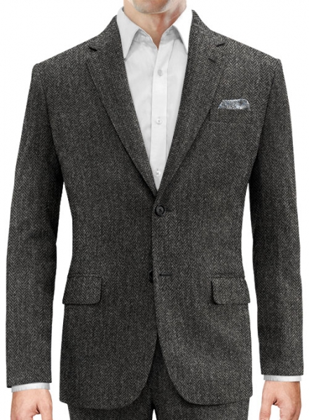 Harris Tweed Dark Gray Herringbone Jacket