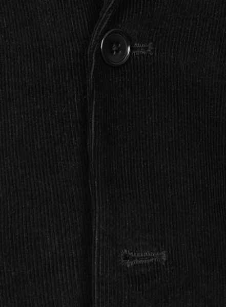 Black Corduroy Leather Patch Jacket