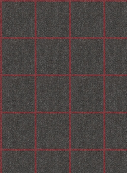 Charcoal Red Windowpane Flannel Wool Suit