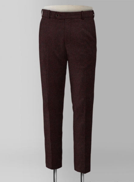 Light Weight Melange Wine Tweed Pants