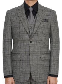 Vintage Sports Checks Gray Tweed Jacket