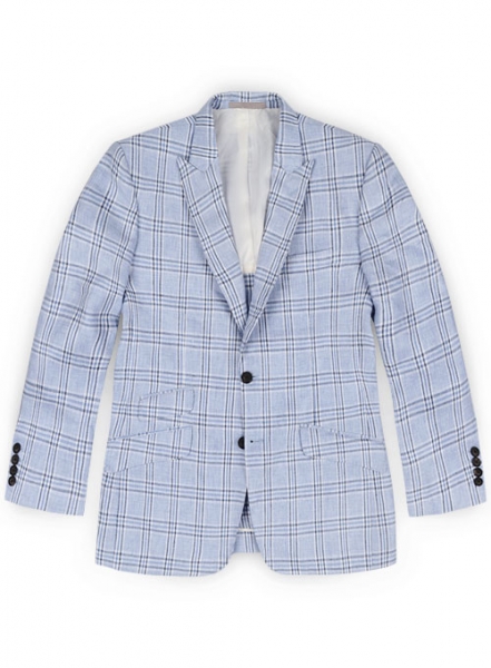 Italian Atlas Blue Linen Half Lined Jacket