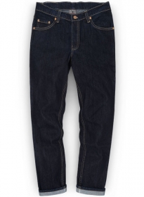 Deep Indigo Hard Washed Denim Jeans - Premium