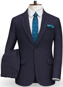 Blue Stripe Flannel Wool Suit