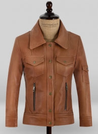 Log Cabin Brown Gigi Hadid Leather Jacket