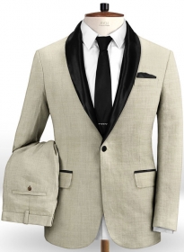 Italian Prima Beige Linen Tuxedo Suit