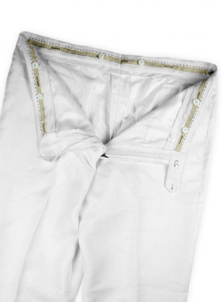 Italian White Herringbone Linen Pants