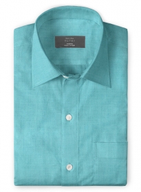 Pure Aqua Blue Linen Shirt - Full Sleeves