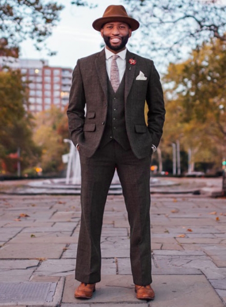 Vintage Jones Dark Brown Checks Tweed Suit