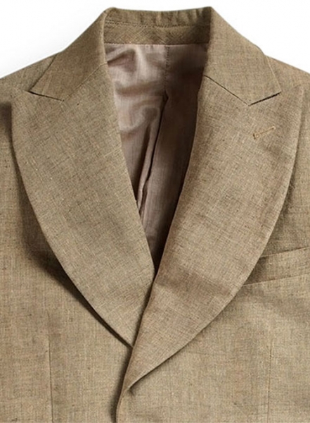 Italian Casa Dk Beige Linen Jacket - Elephant Lapel