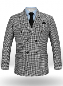 Vintage Houndstooth Tweed Double Breasted Jacket