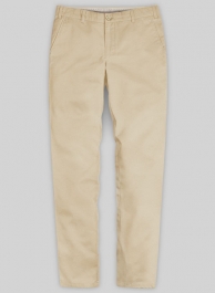 Beige Feather Cotton Canvas Stretch Chino Pants