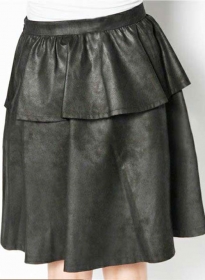 Peplum Flare Leather Skirt - # 415