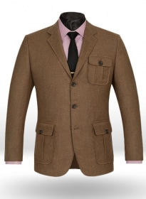 Mid Brown Flannel Wool Danish Style Sports Coat