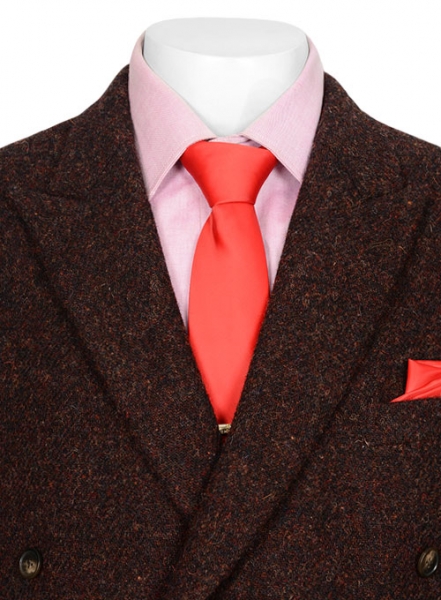 Harris Tweed Melange Wine Double Breasted Jacket