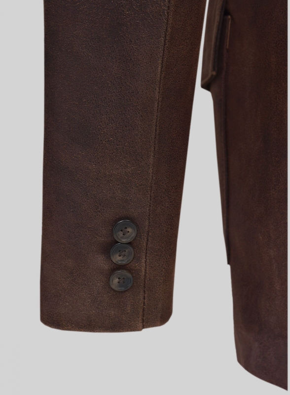 Vintage Brown Grain Western Leather Blazer