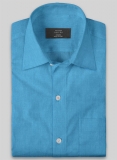 European Blue Linen Shirt - Full Sleeves
