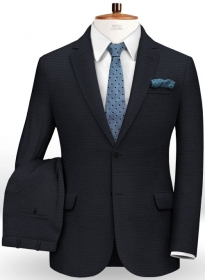 Napolean Dk Blue Mini Checks Wool Suit