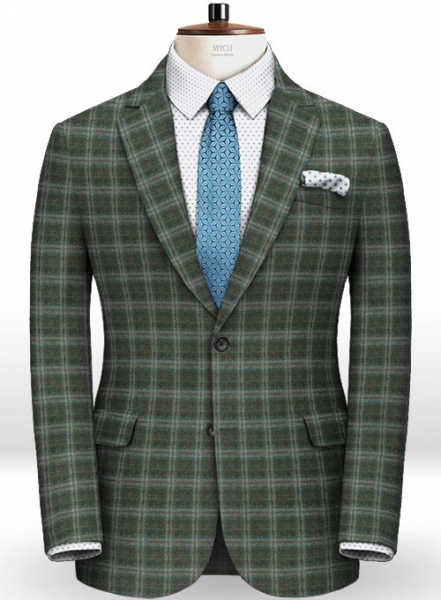 Reda Flannel Checks Green Pure Wool Suit