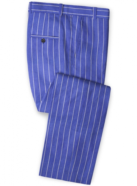 Italian Blue Stripe Linen Suit