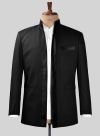 Black Terry Rayon Nehru Tuxedo Jacket