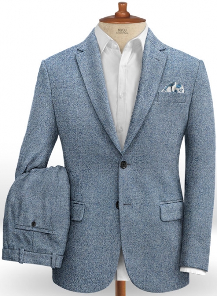 Vintage Rope Weave Spring Blue Tweed Suit