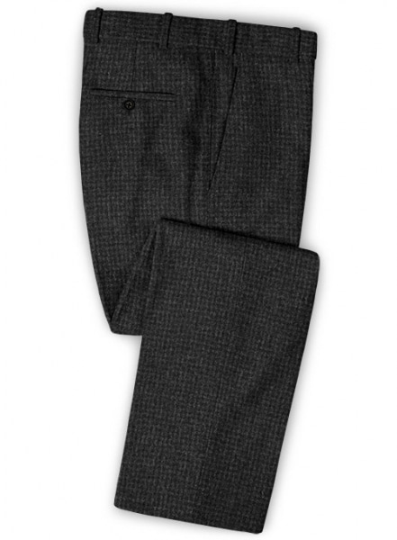 Charcoal Houndstooth Tweed Pants