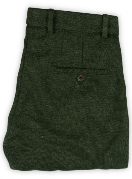 Vintage Herringbone Green Tweed Pants